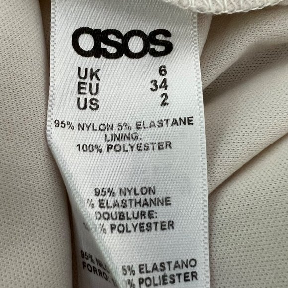 ASOS Cream Sleeveless V Neck Drapes Chiffon Halter Mini Party Dress size 2 - Picture 9 of 11